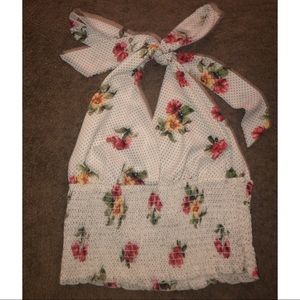 White floral crop top